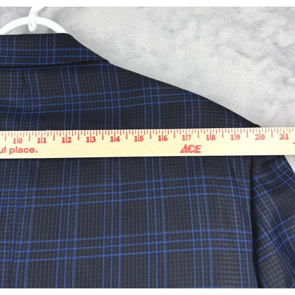 EXTREMA ZANETTI Zegna Blazer 44R US 54R IT Blue Windowpane Plaid Super 120s Wool
